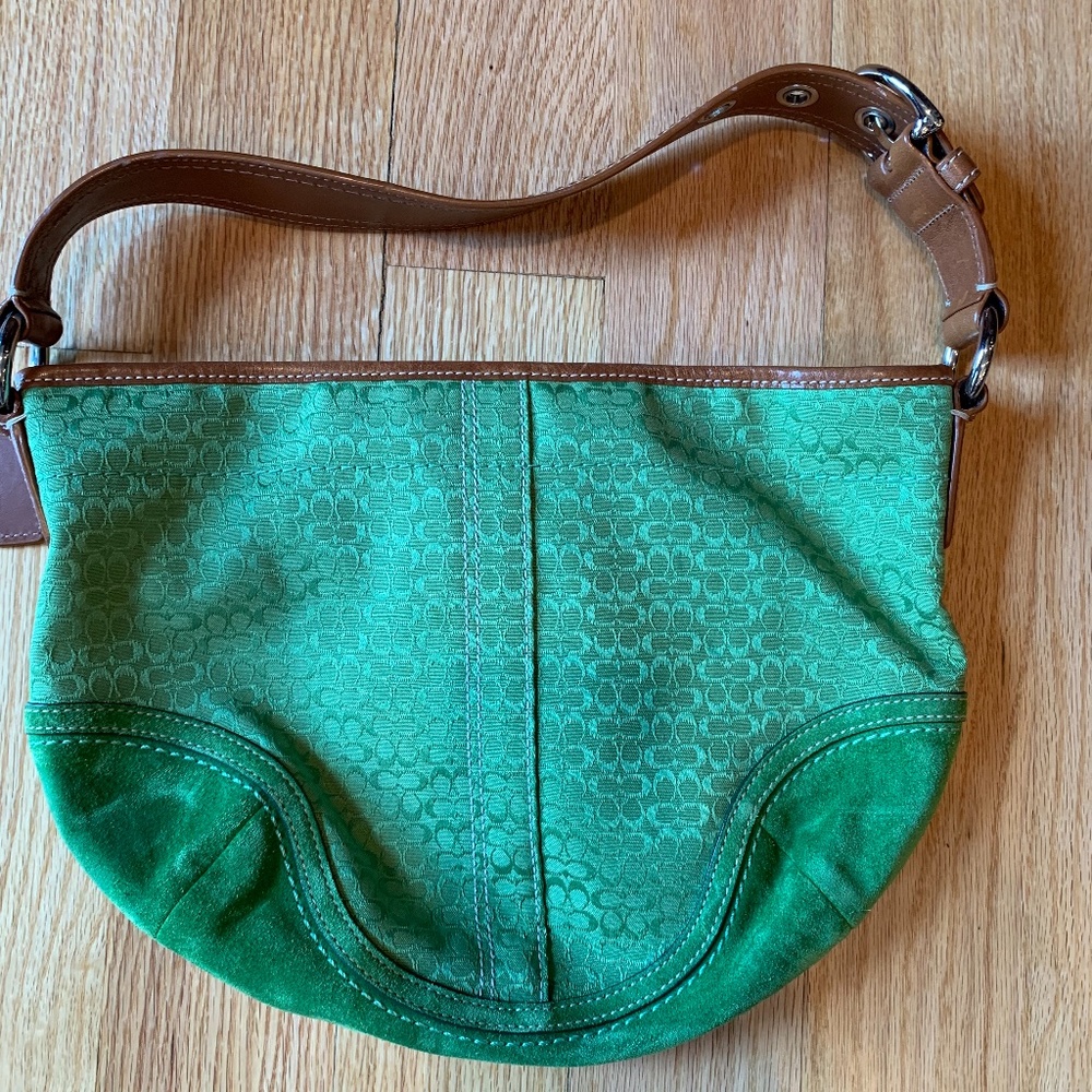 Coach Kelly Green Shoulder Bag Iconic C Print Gem